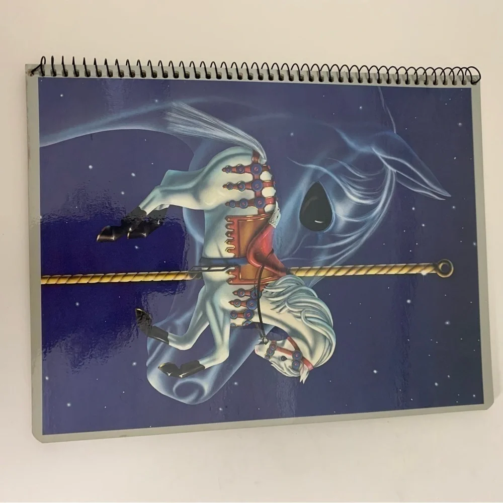 Vintage Mead Folder And Notebook Set 1985 Little Contessa Carousel White Horse